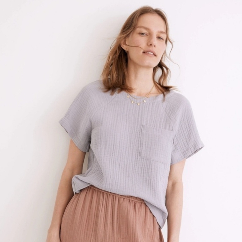Madewell Lightspun Renwood Button-back Top - Faded Lavender